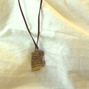 Vintage key & note silver necklace